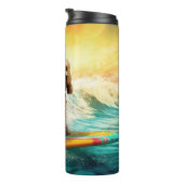 Cockapoo Beach Surfen Schilderij Thermosbeker (Geroteerd rechts)