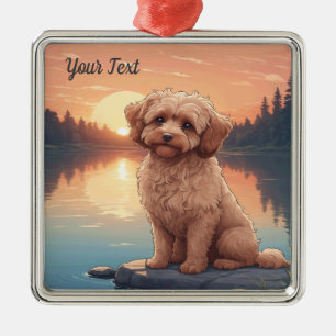 Cockapoo bij het meer metalen ornament