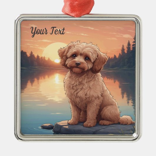 Cockapoo bij het meer metalen ornament (Voorkant)