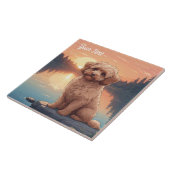 Cockapoo bij het meer tegeltje (Zijkant)