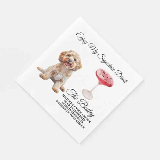 Cockapoo bruiloft handtekening Drink Servet (Hoek)