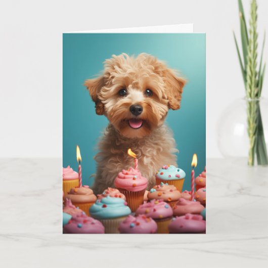 Cockapoo Cake Schattigee Funny Dog Verjaardag Kaar Kaart (Voorkant)