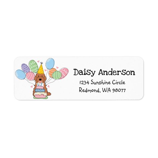 Cockapoo Cavapoo Verjaardagsfeestje retouradres Etiket (Voorkant)