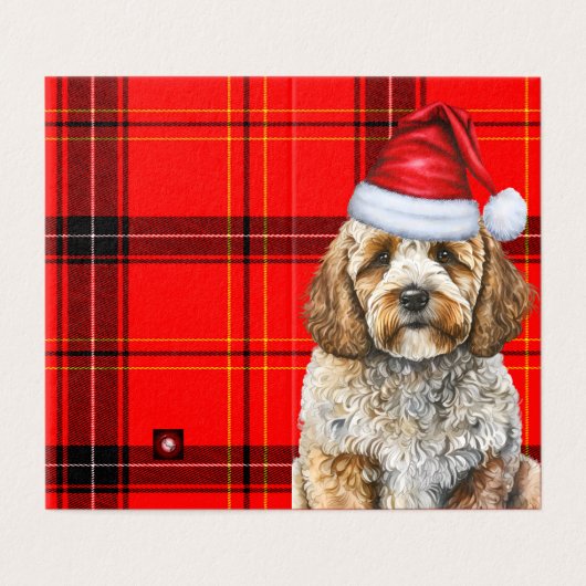 Cockapoo Chien Rouge Noir Plaid Noël Fête (Outside Unfolded)