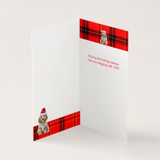 Cockapoo Chien Rouge Noir Plaid Noël Fête (Inside)