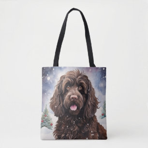 Cockapoo Chocolade Hond in een Winter Scene Draagtas