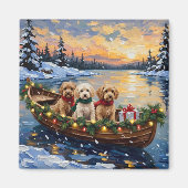 Cockapoo Christmas Boat Holiday Magneet (Voorkant)