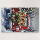 Cockapoo Christmas Red Truck Holiday Legpuzzel (Horizontaal)