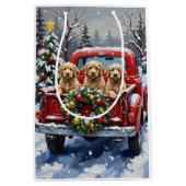 Cockapoo Christmas Red Truck Holiday Medium Cadeauzakje (Voorkant)
