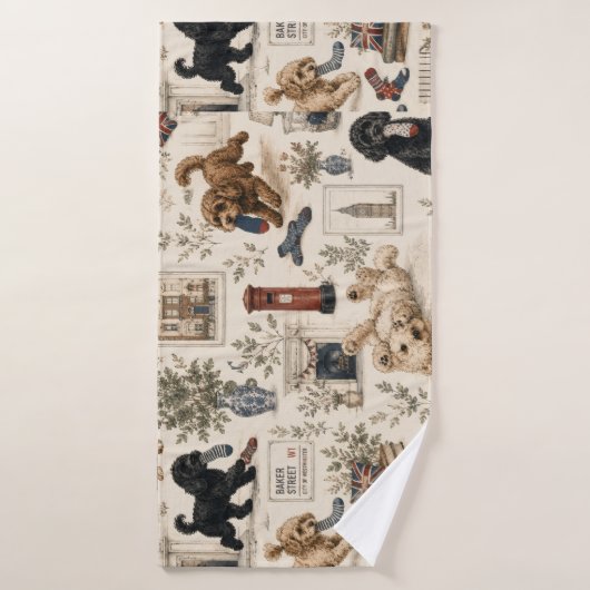 Cockapoo Cottagecore Britannique (Serviette de bain)