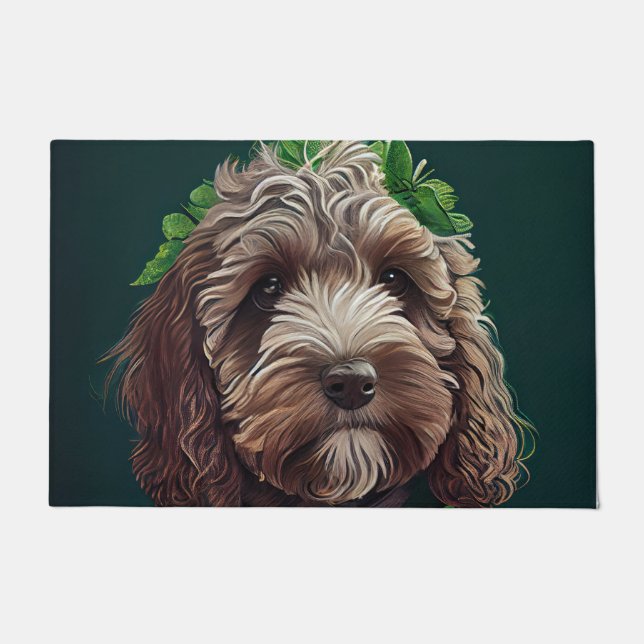 Cockapoo Dog in St. Patrick's Day Dress Deurmat (Voorkant)