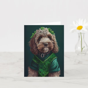Cockapoo Dog in St. Patrick's Day Dress Kaart