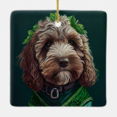 Cockapoo Dog in St. Patrick's Day Dress Keramisch Ornament (Achterkant)