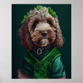 Cockapoo Dog in St. Patrick's Day Dress Poster (Voorkant)