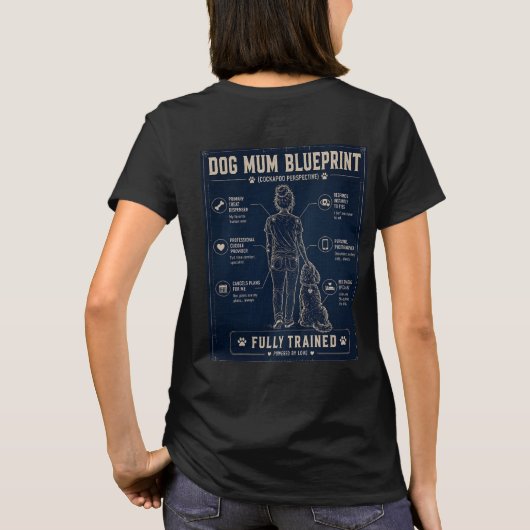 Cockapoo Dog Mum Blueprint T-Shirt (Dos)