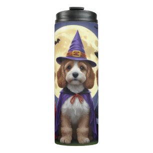 Cockapoo Dog Pumpkin Halloween Grappig Thermosbeker