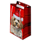 Cockapoo Dog Red Holiday Plaid Christmas Klein Cadeauzakje (Voorkant Gekanteld)