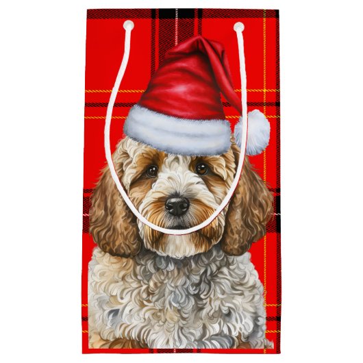 Cockapoo Dog Red Holiday Plaid Christmas Klein Cadeauzakje (Voorkant)