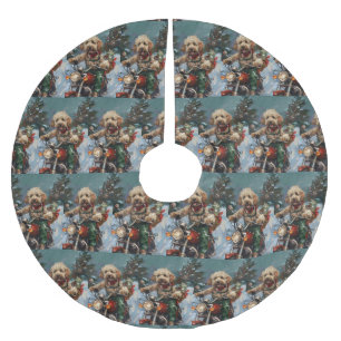 Cockapoo Dog Riding Motorfiets Kerstmis Kerstboom Rok