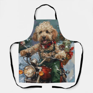 Cockapoo Dog Riding Motorfiets Kerstmis Schort