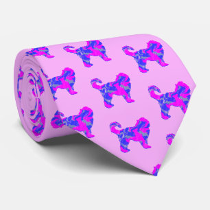 Cockapoo Dog Silhouette Pink & Blue Light Pink Stropdas