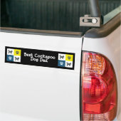 Cockapoo Dog Silhouette Yellow & Blue Grid Bumpersticker (Op Truck)