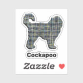 Cockapoo Dog Yellow & Black Grid Line Cut Sticker (Vel)