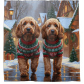 Cockapoo Dogs Christmas Snow Holiday  Douchegordijn (Voorkant)