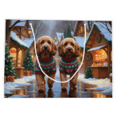 Cockapoo Dogs Christmas Snow Holiday  Groot Cadeauzakje (Achterkant)