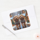 Cockapoo Dogs Christmas Snow Holiday  Vierkante Sticker (Envelop)