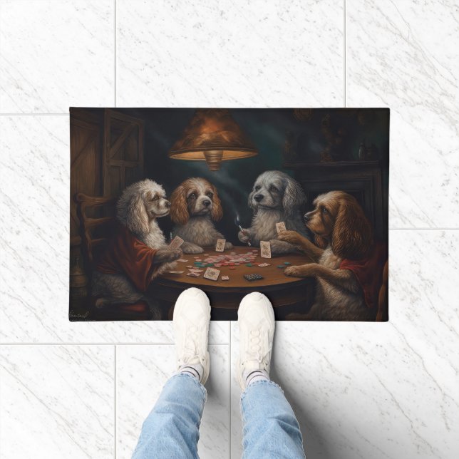 Cockapoo Dogs Spelen Poker Art Deurmat (Binnen)
