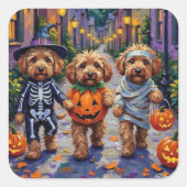 Cockapoo Dogs Trick-or-Treating Halloween kostuum Vierkante Sticker (Voorkant)