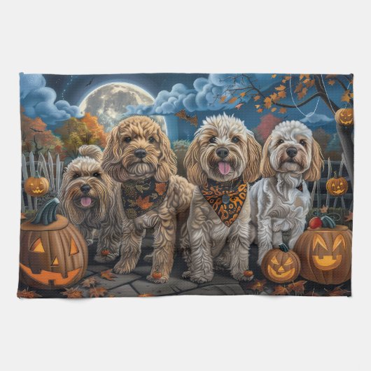 Cockapoo Halloween Griezelig Theedoek (Horizontaal)