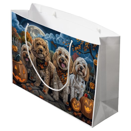 Cockapoo Halloween Spooky Groot Cadeauzakje (Achterkant Gekanteld)