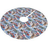 Cockapoo hardlopen in de sneeuw met kerst Pet Kerstboom Rok (Gekanteld)