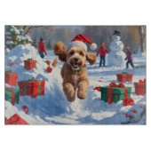 Cockapoo hardlopen in de sneeuw met kerst Pet Snijplank (Voorkant)