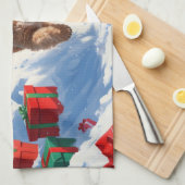 Cockapoo hardlopen in de sneeuw met kerst Pet Theedoek (Quarter Fold)