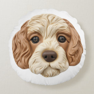 Cockapoo Hond 3D Geïnspireerd Rond Kussen
