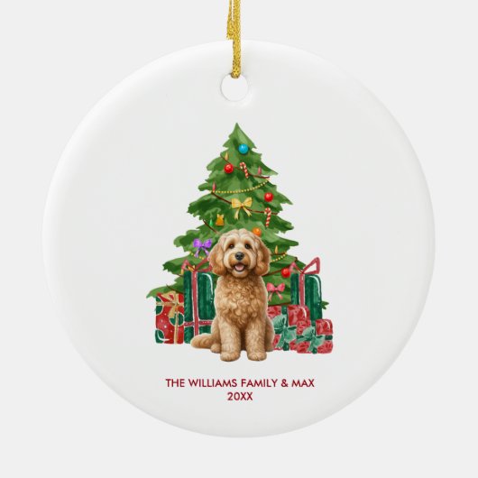 Cockapoo Hond Familie Kerstmis Keramisch Ornament (Achterkant)