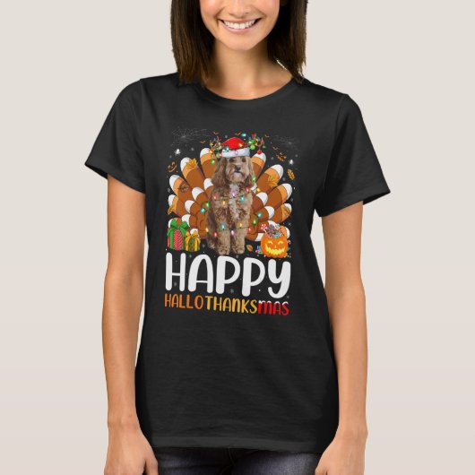 Cockapoo Hond Halloween Kerstmis Gelukkige Halloth T-shirt (Voorkant)