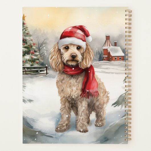 Cockapoo-hond in de sneeuw met Kerstmis  Planner (Achterkant)