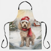Cockapoo-hond in de sneeuw met Kerstmis  Schort (Voorkant)