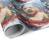 Cockapoo-hond in slee Let it Snow Kerstmis Cadeaupapier (Rol Hoek)
