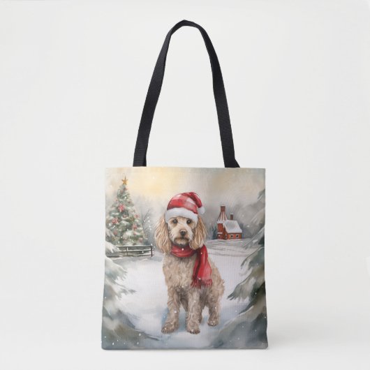 Cockapoo Hond in Sneeuw Kerstmis Draagtas (Voorkant)