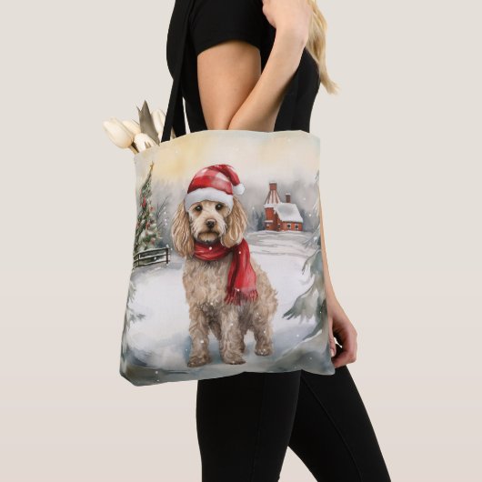 Cockapoo Hond in Sneeuw Kerstmis Draagtas