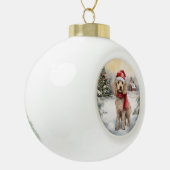 Cockapoo Hond in Sneeuw Kerstmis Keramische Bal Ornament (Links)