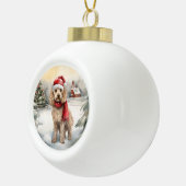 Cockapoo Hond in Sneeuw Kerstmis Keramische Bal Ornament (Rechts)