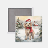 Cockapoo Hond in Sneeuw Kerstmis Magneet (Voorkant / Achterkant)