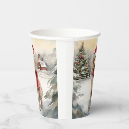 Cockapoo Hond in Sneeuw Kerstmis Papieren Bekers (Rechts)