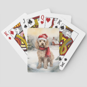 Cockapoo Hond in Sneeuw Kerstmis Pokerkaarten